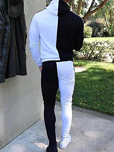 Iwqbq Mens Hooded Sweatsuits 2 Piece Casual Long Sleeve Full Zipper Tracksuit Jogging Suits(2Xl,Blackwhite) #TOP2