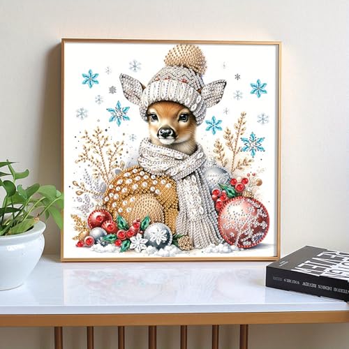 Image of Tontut Diamond Painting Kit for Adult Beginners, Snowflake Animals 5D Special Diamond DIY Crystal Rhinestone Crafts for Home Wall Decoration