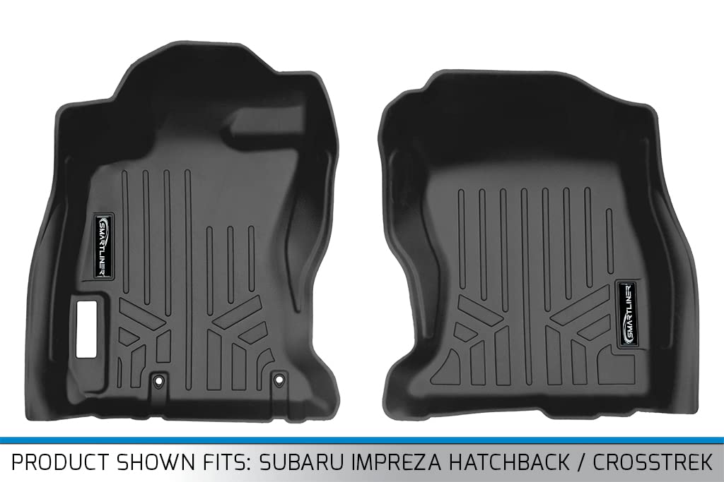 SMARTLINER Custom Fit All Weather 1st Row Black Floor Mat Liner Set Compatible with 2018-2023 Subaru Impreza/ Subaru Crosstek