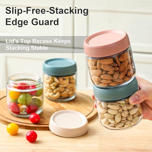 Image of NETANY 6-pack 10oz Glass jars with Airtight Lids, Overnight Oats Containers with Lids, Wide mouth Mason Salad jars, Glass Food Storage Containers for Snacks Yogurt Spice Sugar