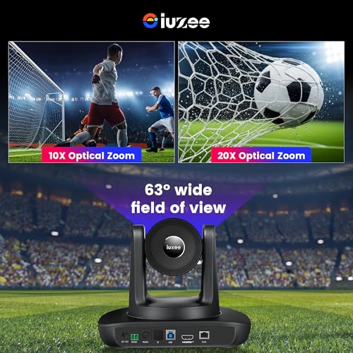 Image of 4K UHD PTZ Camera AI-Auto Tracking, 20X Optical Zoom, USB3.0 /HDMI /LAN PoE, IP Live Streaming, PTZ Conference Room Camera for Church Services Education Conference Events, Work with YouTube OBS