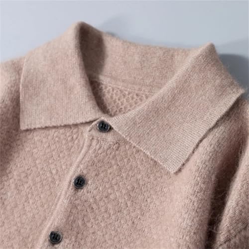 Dcvmvmn Men's Winter Cashmere Knitted Sweater Casual Business Thick Warm Long Sleeved Pullovers Beige3