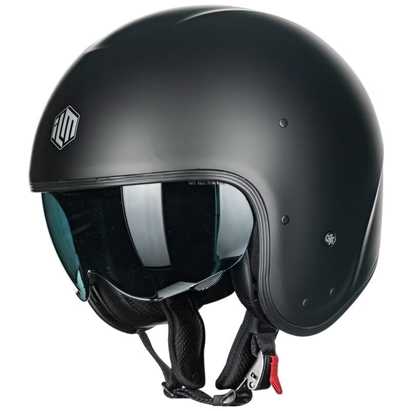 ILM Fiberglass Open Face Motorcycle 3/4 Half Helmet for Men Women Lightweight Vintage with Visor for Moped Cruiser Scooter DOT Model MO310P