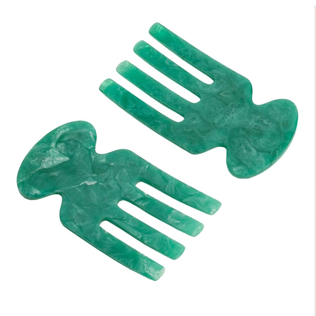 Folkulture Salad Hands - Resin, Teal Serving Utensils Set of 2, Stylish Salad Servers or Salad Tongs, Decorative Salad Serving Utensils for Home, 8 inch (Aqua Teal)