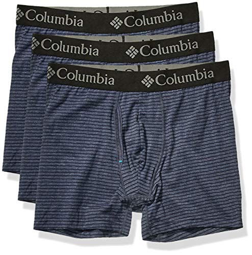 Columbia Men's Performance Cotton Stretch Boxer Brief-3 Pack, Blue, Large
