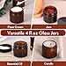 2 oz Amber Glass Jars with Lids 24Pack, Small Jars with Inner Liners for Sample, Powder, Cream, Lotion and Ointments with Stickers & Spatulas Included