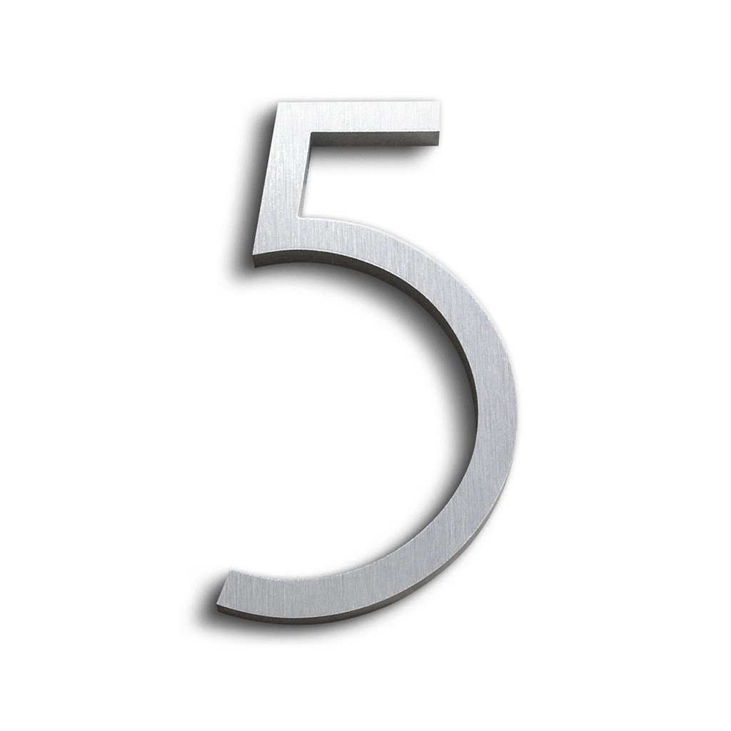 Modern House Number Aluminum Contemporary Font Number Five"5" 6 inch