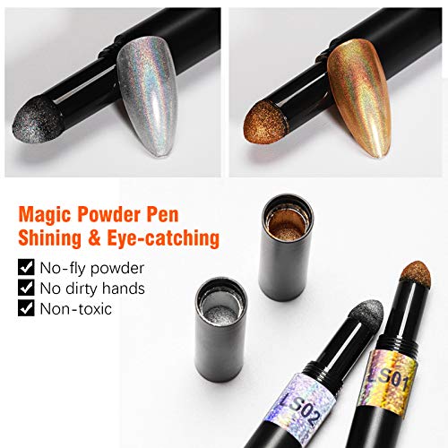 Nagelpuder-Stift, Spiegeleffekt, Pigmente, Maniküre, Kunst-Dekoration, Kissendesign, Nagelpuder-Stift für Frauen und… – Bild 4