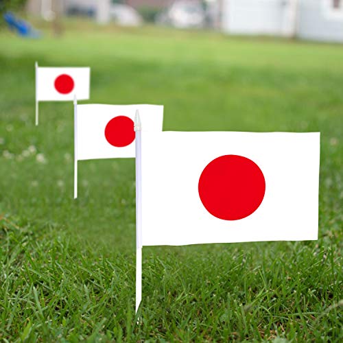 Anley Japan Mini Flag 12 Pack, Hand Held Small Miniature Janpanese Flags on Stick, Fade Resistant & Vivid Colors - Image 3