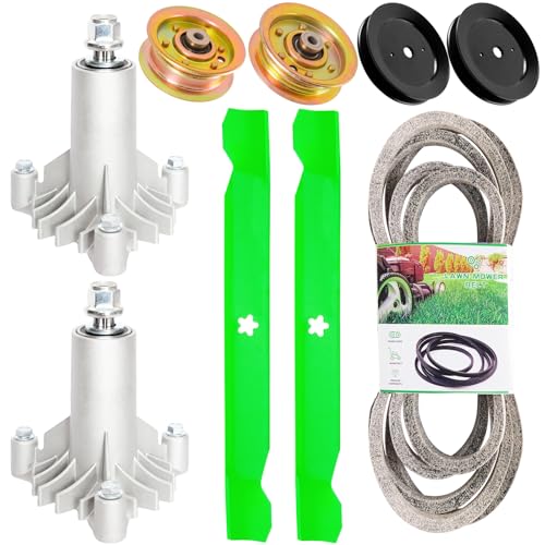 42 Deck Rebuild Kit Fit for Craftsman LT1000 LT2000 DLT3000 DYT4000 Husqvarna Poulan Pro Mower Includes (2) Spindle 130794 (2) Blade 127843 (2) Idler 153535 (2) Idler 173438 173437 (1) Belt 21547082