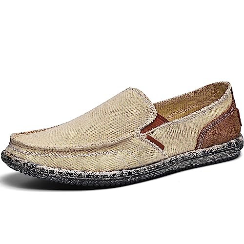 Image of CASMAG Men's Casual Cloth Shoes Canvas Slip on Loafers Vintage Boat Shoes | Breathable material, lightweight, Easy slip on & off, Comfortable, Non-Slip, Fashionable