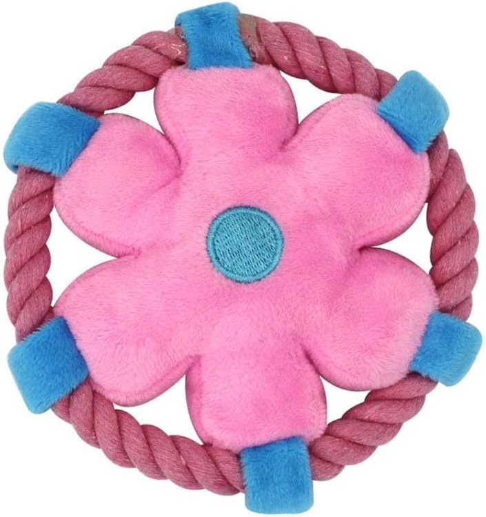 犬ロープおもちゃ 犬おもちゃ 犬用 投げるおもちゃ 噛むおもちゃ 花の形のフリスビー 犬は自然な綿ロープ 犬の訓練フリスビー ペット 小 安全 知育玩具 発声玩具 お買得 中型犬に適用 清潔 運動不足解消 耐久性 ピンク