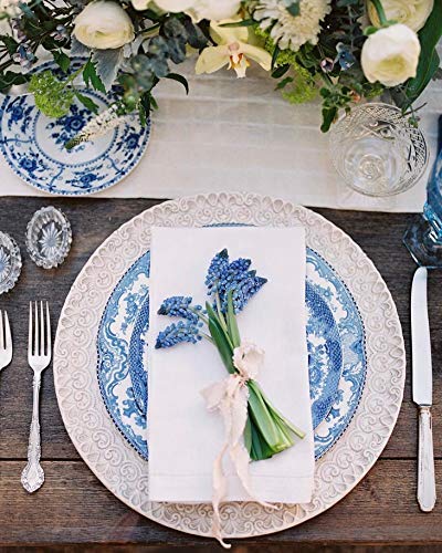 Fennco Styles Classic Solid Color Hemstitch Border Table Napkins for Dining Table, Banquet, Wedding, Family Dinner, White, 22 x22 Inch - Set of 4