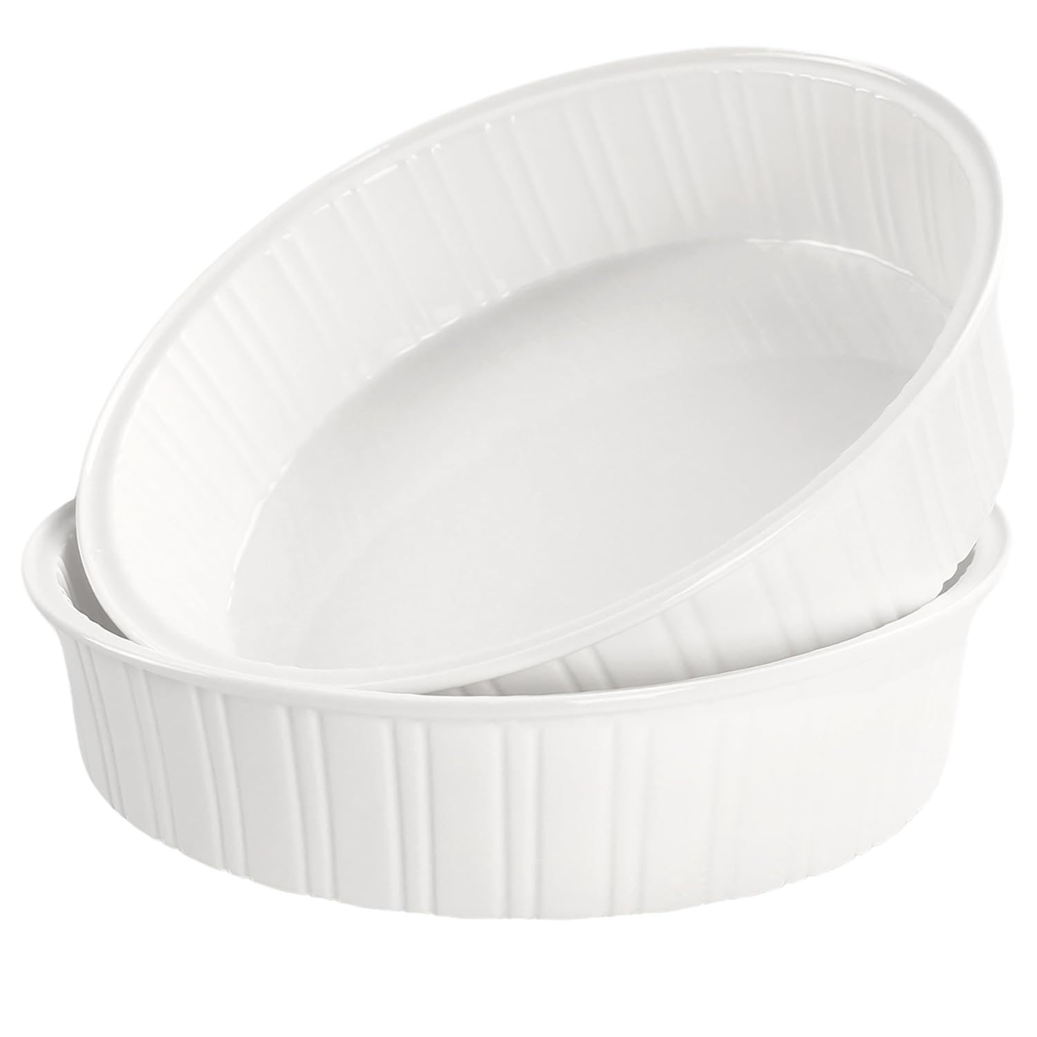 jinsongdafa Round Au Gratin Baking Dishes 33 oz, Set of 2, Porcelain Baking pan Oven Safe, Roasting Lasagna Pans, for Casserole Dish, Pie Plate, Baking, Small Plates, Au Gratin 8.7 Inch