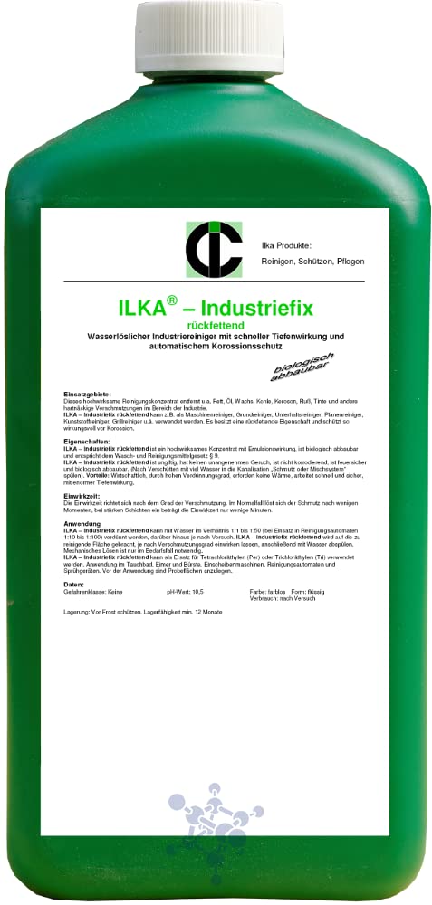 ILKA® - Industriefix rückfettend Industrie- & Maschinenreiniger-Konz. | 20ltr | Reiniger für Motoren, Maschinen und Anlagen, rückfettend