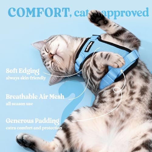 Image of rabbitgoo Cat Harness and Leash Set, Escape Proof Vest, Light Blue