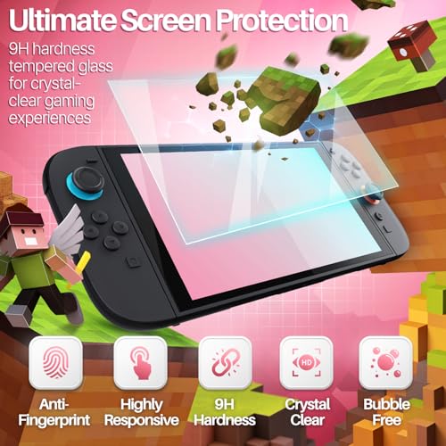 TNP Switch 2 Carrying Case - Protective Hard Shell Travel Carry Case for Nintendo Switch 2 2025 with 2 Pack Screen Protector, 10 Game Card Slot, Large Capacity Portable Storage Pouch, Pink + Green – vue 4