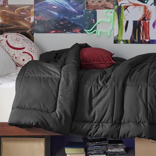 Image of Bedsure Comforter Duvet Insert - Quilted Comforters Twin XL Size, All Season Duvet, GentleSoft Down Alternative Bedding Blanket, with 8 Tabs, Gifts for Women /Men, Black, Twin XL 92 x 68 Inches
