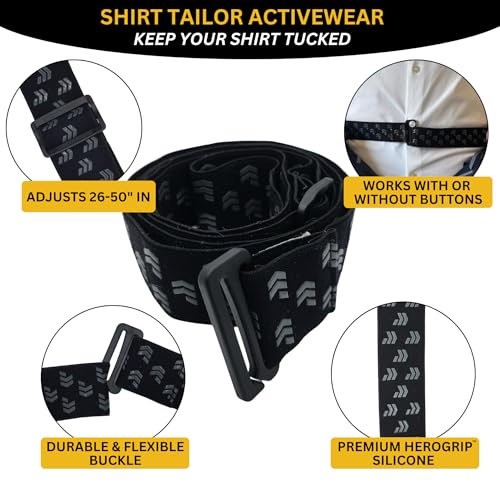 Hero's Pride Shirt Tailor Activewear Shirt Stay Belt – Dual-Sided Silicone Grip – Adjustable Fit (26"–50") – No-Slip, Low-Profile Uniform Belt for Law Enforcement, Military, Business, & Everyday Use2