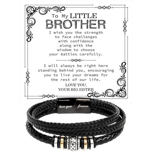 Image of To My Brother Bracelet, Bracelet for Brother from Sister, Gifts from Mom and Dad, Birthday Gift with Message Card and Box