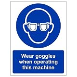 VSafety Wear Lunettes When Operation This Machinery PPE Sign - Portrait - 150 mm x 200 mm - Plastique rigide de 1 mm