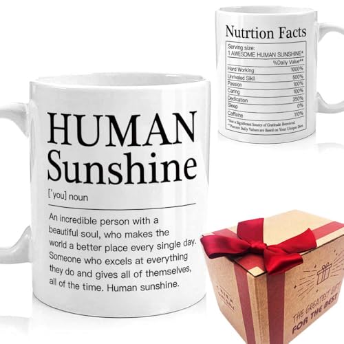 SUUURA-OO Inspirational Quote Human Sunshine Coffee Mug Gift for Women,