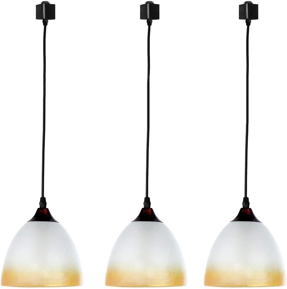Kiven 3-Pack H-Type Track Lighting Pendant Lamp, Customizable Cord Length Bowl Glass Shade - 35.5 Inch