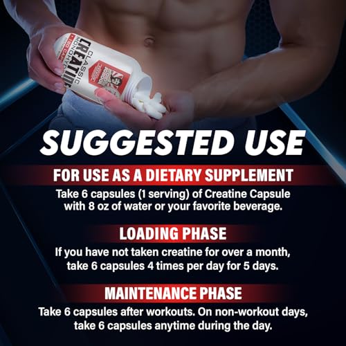 Old School Labs 5000mg Creatine Monohydrate Capsules With BioFit™ (Max Strength) Supports Muscle Growth & Recovery, Performance, Cognitive Health - Creatine Pills for Men & Women, Made in USA 180 Caps - Thumbnail 7