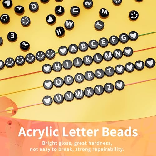 Image of Hudux Clay Beads for Bracelet Making Kit, Heishi Bead for Jewelry Making, Friendship Bracelet Kit, Spacer Beads for Adult Necklace Earring DIY (Alphabet)