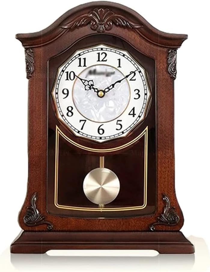 FMURY Solid Wood Table Clock Living Room Silent Pendulum Wooden Table Clock Large Table Clock Ornament Gift
