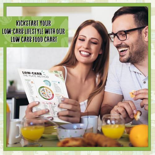 Image of Sinload 12 Pcs Low Carb Food List Chart Posters Low Carb Meal Plan Grocery Health Food Diet Plan Beverages Snack Ideas for Kitchen