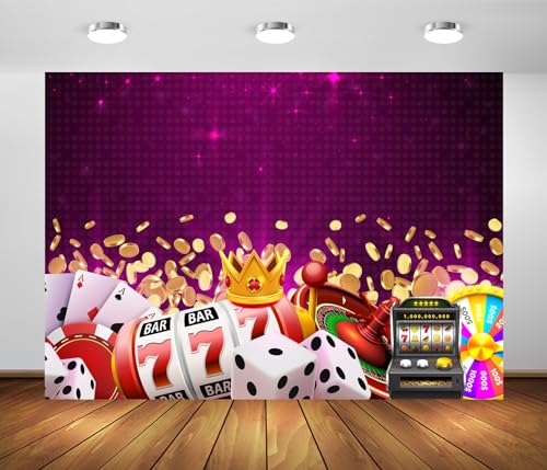 BELECO 10x8ft Fabric Casino Theme Backdrop Las Vegas Game Night Poker Dice Chip Roulette Jackpot Gambling Photography Background Casino Party Decorations Banner Birthday Photoshoot Studio Booth Props -  A50415-1080