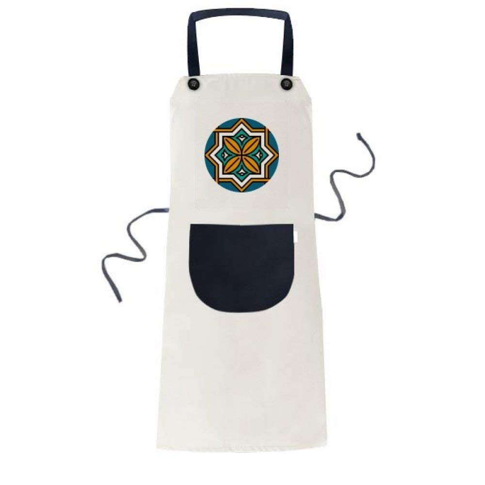 Tablier de cuisine à motif géométrique beige et système de réglage morphologique