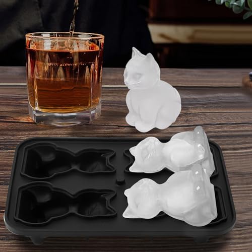 Molde para cubitos de hielo en forma de gato, 2 piezas miniatura 5