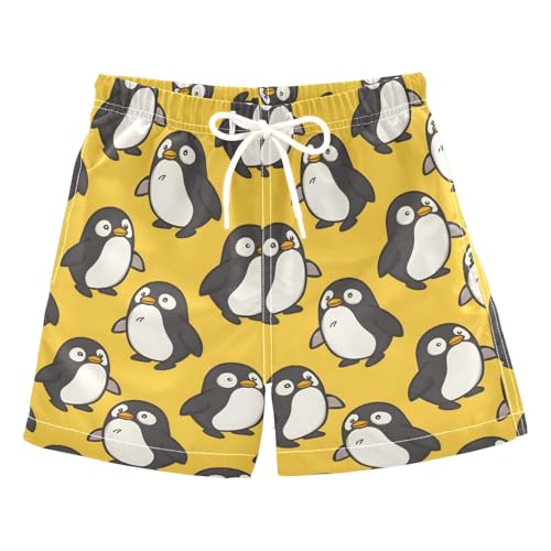 ALAZA Cute Penguin Yellow Boys' Swim Trunks Beach Shorts Quick Dry Swimsuit 2T