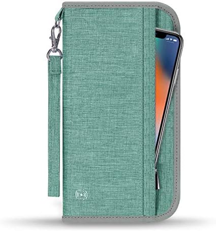 Vemingo Family Passport Holder RFID-Blocking Travel Wallet Ticket Holder Document Organizer with Zipper for Women Men, Fits 5 Passports