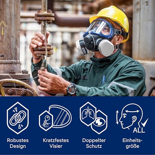 Dräger X-plore 5500 Vollmasken-Set, Atemschutzmaske mit A2P3 Kombi-Filter für Maler, Lackierer gegen Gase, Dämpfe, Feinstaub und Partikel, Universalgröße