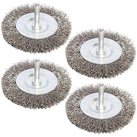FPPO 5PCS 4 Inch Stainless Steel Wire Wheel Brushes Kit for Drill with 1/4-Inch Shank Cover