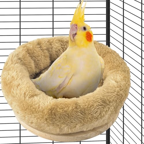 DBNESS Medium Bird Nest for Cage Removable Plush Parrot Hammock Warm Resting Perch Platform for Budgies Cockatiel Conure Parakeet Hamster Washable Breeding Sleeping Lay Eggs Nesting