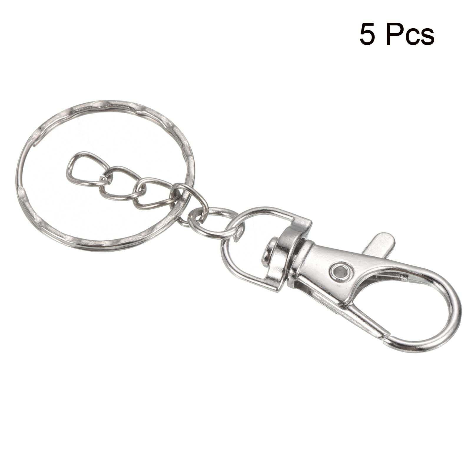 PATIKIL Key Chain Rings, 5 Pack Metal Keyring Extension Chain Clip Hook Keychain Holder, Silvery, 67mm - Image 3