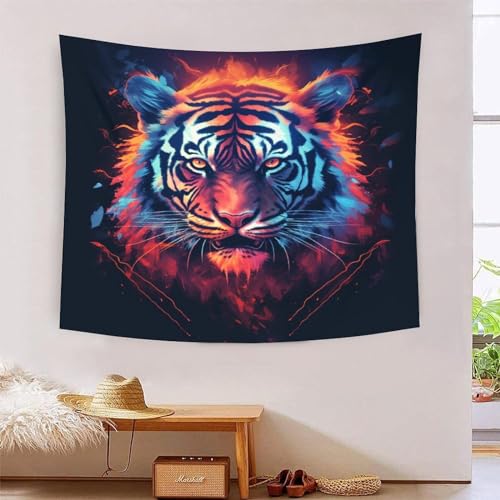 Tapisserie murale tigre 3D pour habiller un grand mur blanc sans peindre