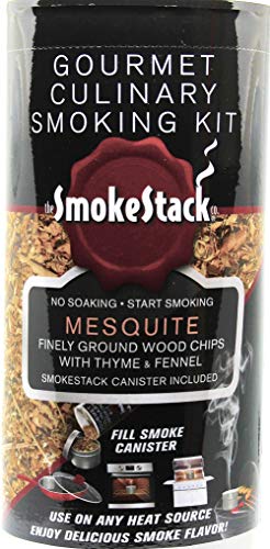 Smokestack Finely Ground Wood Chips and Smoker Box  Evenly Adds Smoke Flavor with No Pre Soaking Needed | Works with Any Heat Source Including Grills, Stovetops, and Ovens (Mesquite Flavor)