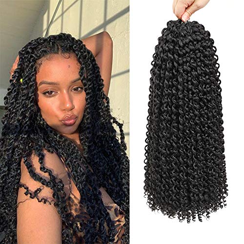 WIGENIUS 8Pcs Passion Twist Hair 18 Inch Long Bohemian For Goddness Twist Crochet Trenzado de cabello Fibra sintética Onda de agua Crochet Hair Extension(18"1B)