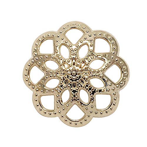 10Pcs Metal Clothes Button - Beautiful Hollow Sewing Buttons Round Shaped for Blazer, Suits, Uniform, Jacket, Coat, Sweaters (Gold) - Thumbnail 4