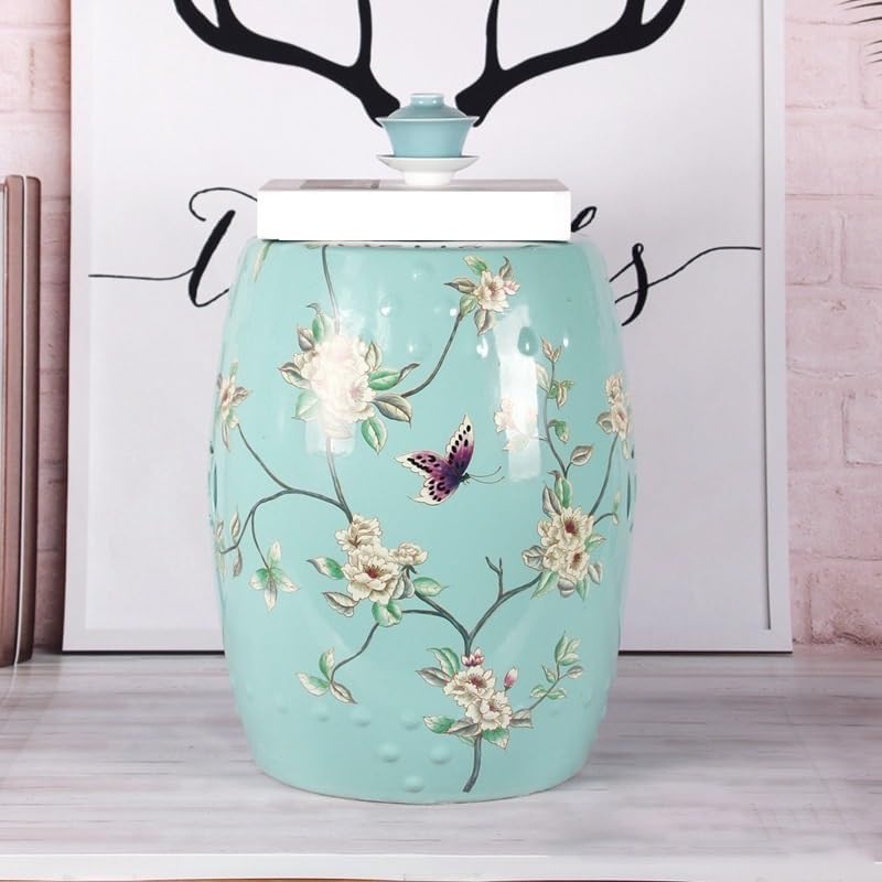 Ceramic Garden Stool Decorative Garden Stools Rustic Shoe-changing Stool Flowers And Birds Ceramic Drum Stool Dressing New Chinese Cool Pier Sitting Pier Small Coffee Table Outdoor Patio Garden Stool