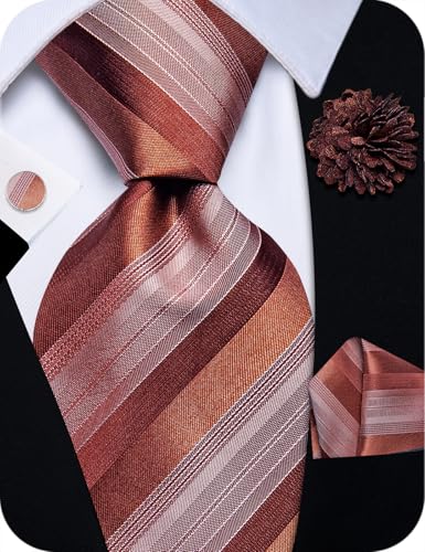 Image of YourTies Striped Plaid Ties for Men Silk Formal Necktie Set