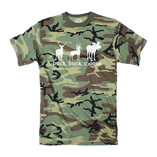 Buck Buck Moose Camo T Shirt Funny Deer Hunting Joke Tee for Guys Crazy Dog Novelty Mens T-Shirts for Hunters for Animal Lovers Soft Comfortable Funny Graphic Tee Camo - Moose XL