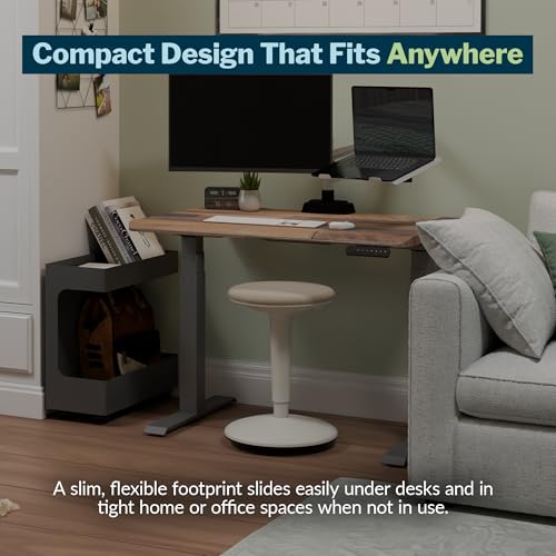 Image of Vari Balance Stool for Standing Desk - Ergonomic Active Sitting Stool for Home Office - Adjustable Height 22 to 29 Inches, 360 Degree Rocking Base, 275 lb Support - White /Sand Grey
