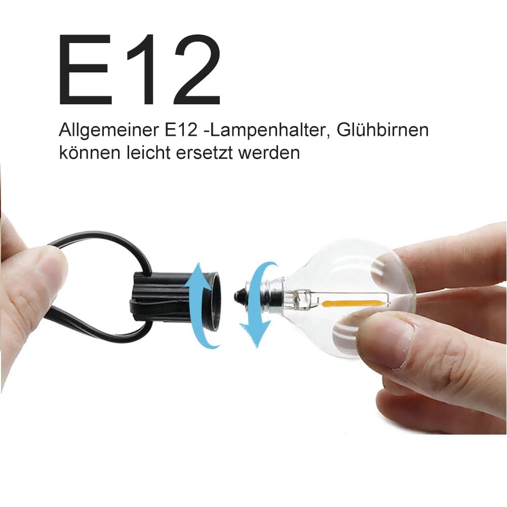 15M USB LED Lichterkette Outdoor, 5V G40 Bruchsichere Kunststoff Glühbirnen, Wasserdicht IP44 Patio Fairy Lichterkette für Garten, Hochzeit, Camping & Party Dekoration