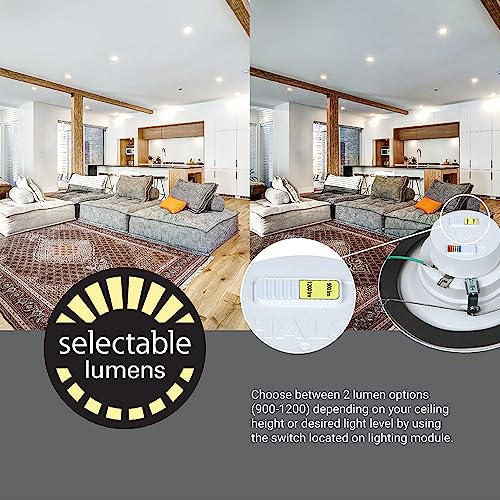 Image of HALO RL 5 /6 in LED Recessed Light Retrofit Selectable CCT 2700K, 3000K 3500K 4000K 5000K Dimmable Dim to Warm 900 /1200 Lumens Wet Location Indoor Outdoor Ceiling Downlight RL56LS9FSD2W1EWH (Pack of 4)